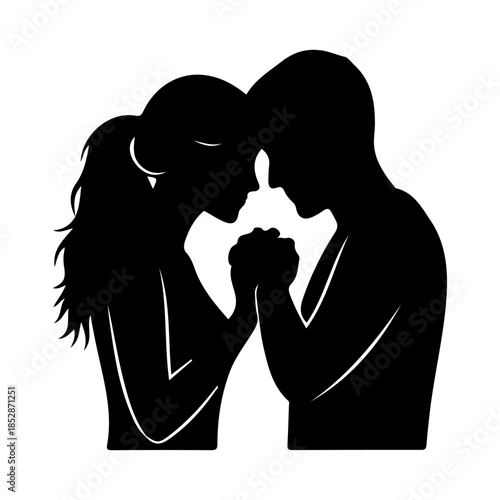 Couple praying together, a symbol of shared faith and devotion Vector