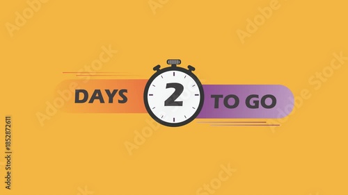 2 day to go, 2Day Left, Countdown Timer. Deadline Reminder Animation. Number of days left until special events,Sale 