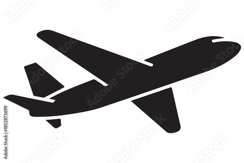 Airplane silhouette icon in black and white background
