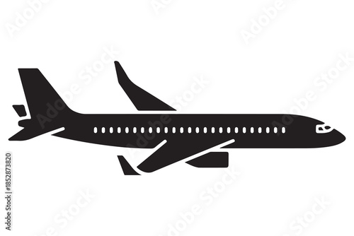 Airplane silhouette icon in black and white background
