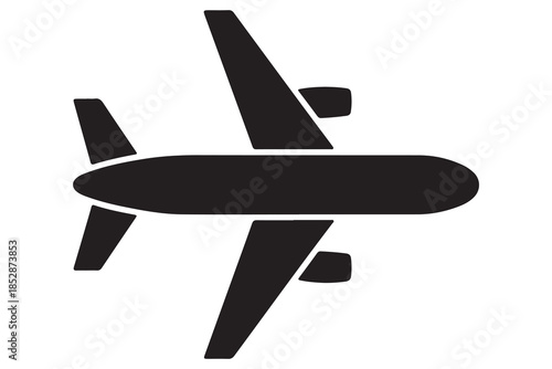 Airplane silhouette icon in black and white background
