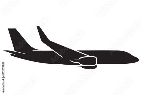 Airplane silhouette icon in black and white background
