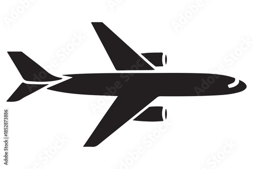 Airplane silhouette icon in black and white background
