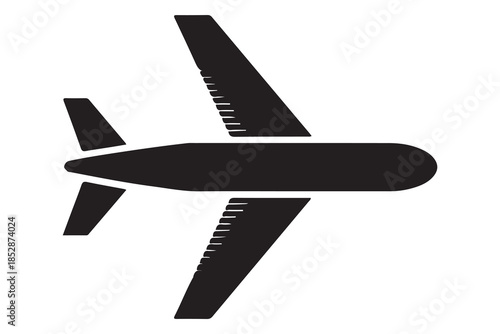 Airplane silhouette icon in black and white background
