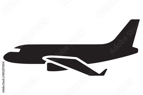 Airplane silhouette icon in black and white background
