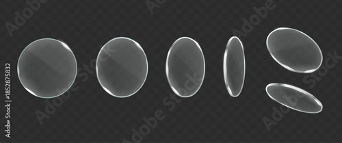 Magnifying glass circle. Magnify lens optical effect, round transparent clear glasses light refraction zoom focus concept window frame angles, realistic exact vector illustration