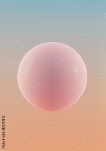 Soft pink sphere against a gradient background in pastel colors  