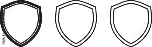 Three different shield emblems with varied outlines and textures on transparent background