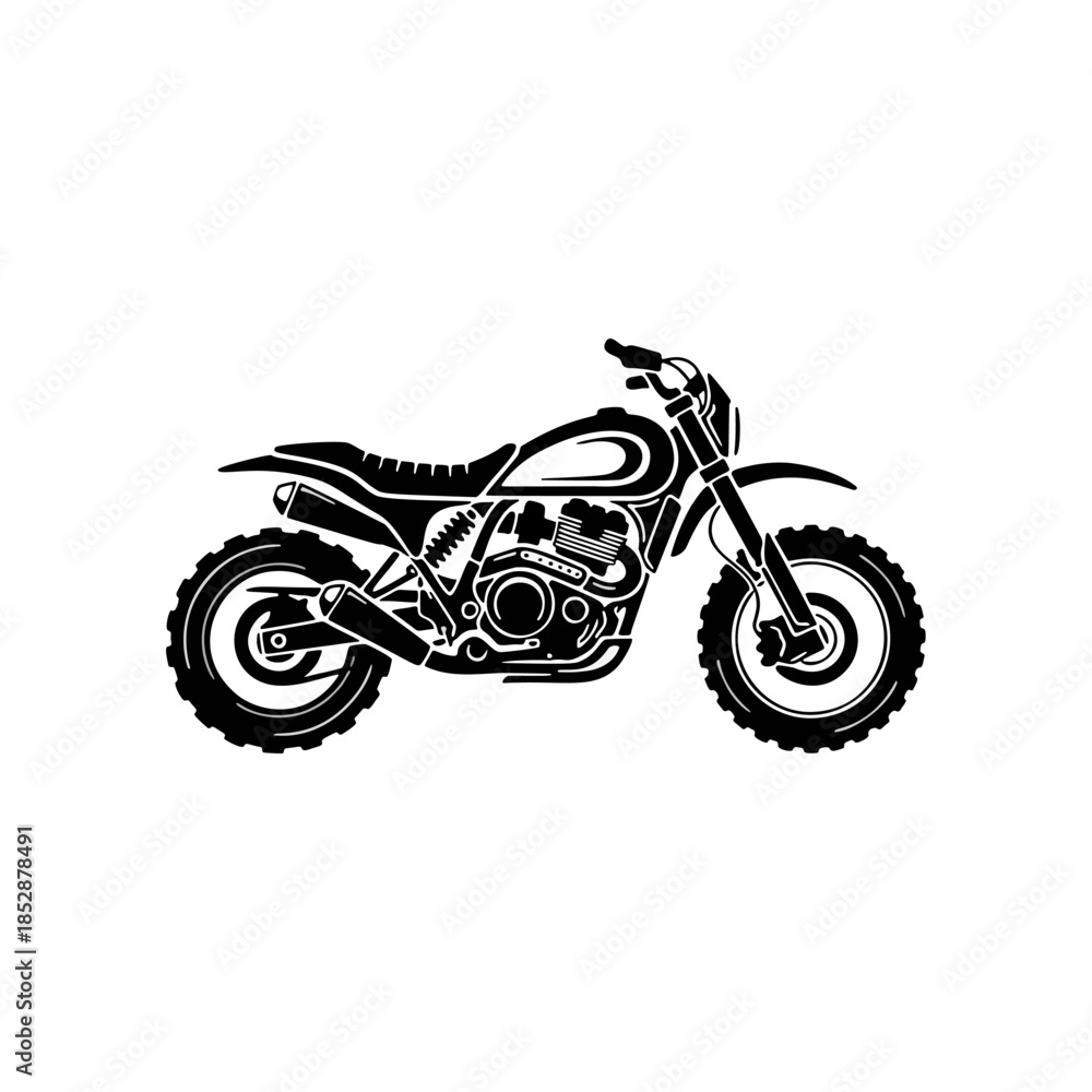 Obraz premium Dynamic off-road motorcycle graphic illustration representing speed and adventure, perfect for extreme sports and racing designs and thrill-seeking themes