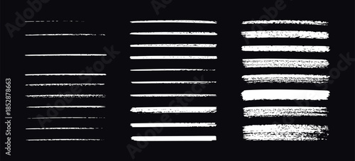 Chalk Grunge Brushes and Charcoal Pencil Horizontal Lines Set. Scribble Black Strokes and Crayon Texture Smears. Hand Drawn Chalk Strokes, Pencil Underline and Divider Vector Pack.