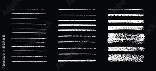 Chalk Grunge Brushes and Charcoal Pencil Horizontal Lines Set. Scribble Black Strokes and Crayon Texture Smears. Hand Drawn Chalk Strokes, Pencil Underline and Divider Vector Pack.