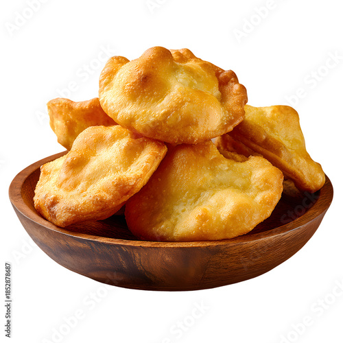 Golden-Brown Fry Bread on Wooden Plate – Traditional Crispy Flatbread