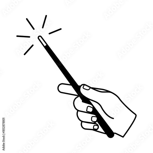Magic wand in hand icon symbol illustration