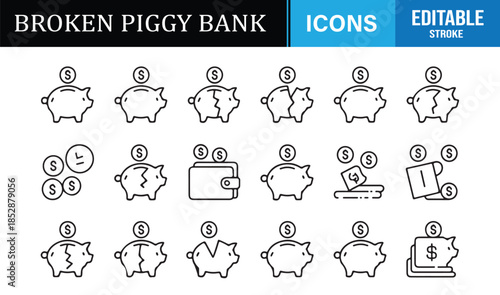 Business finance loss and savings icons set