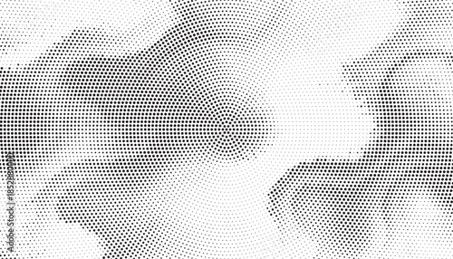 Grunge halftone gradient background. Faded grit noise texture. White and black sand wallpaper. Retro pixelated backdrop. Anime or manga style comic overlay. Vector graphic design textured template