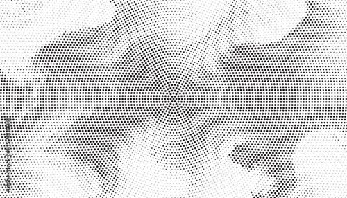 Grunge halftone gradient background. Faded grit noise texture. White and black sand wallpaper. Retro pixelated backdrop. Anime or manga style comic overlay. Vector graphic design textured template