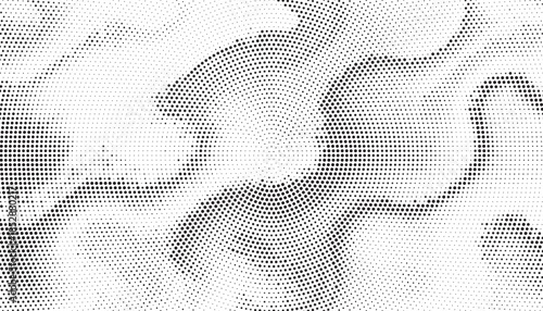 Grunge halftone gradient background. Faded grit noise texture. White and black sand wallpaper. Retro pixelated backdrop. Anime or manga style comic overlay. Vector graphic design textured template