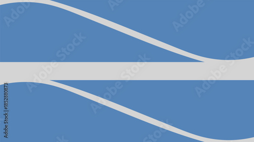 An abstract blue background featuring a vector illustration of a jet trail and speed lines across a highway path to represent an air travel journey