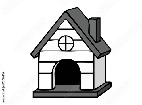 Illustration of a Wood Dog House