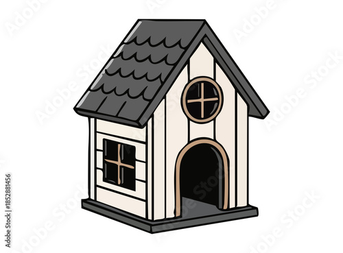 Illustration of a Wood Dog House