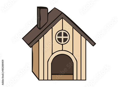 Illustration of a Wood Dog House