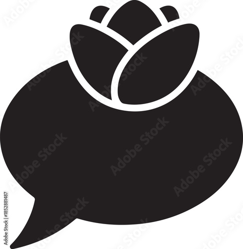 Black and white speech bubble type communication vector.