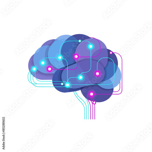 Abstract illustration of a stylized brain with glowing nodes and connecting lines, representing artificial intelligence and neural networks