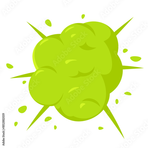 Bad smell cloud, green vector icon