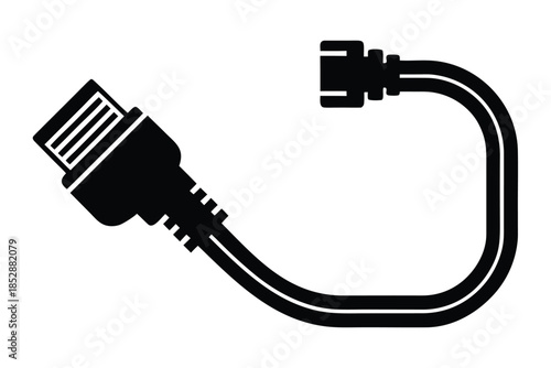 unplugged ethernet cable vector icon silhouette