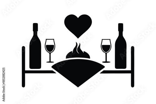 romantic dinner vector icon silhouette
