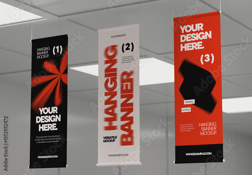 Vertical Hanging Banner Mockup
