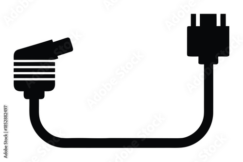 plugged ethernet cable vector icon silhouette