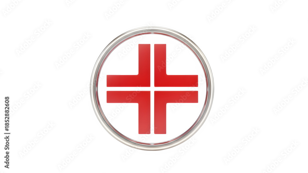 Obraz premium Red cross symbol isolated on transparent background