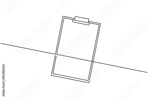 Continuous line clipboard drawing simple office concept on white background