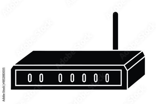 modem with ethernet vector icon silhouette