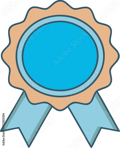 Blue and gold award rosette with ribbon