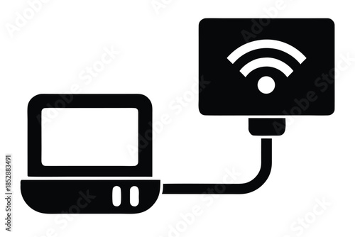 internet via ethernet vector icon silhouette