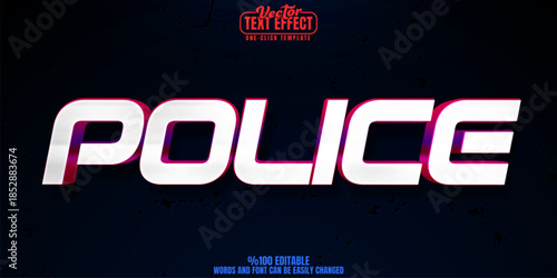 Police editable text effect, customizable sirens and emergency 3d font style