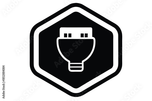 gigabit ethernet vector icon silhouette