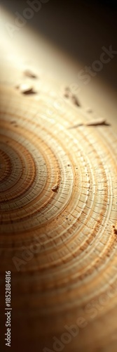 Faint rings and grain weave a story of slow growth, bathed in diffuse overhead light,  abstract texture,  natural patterns