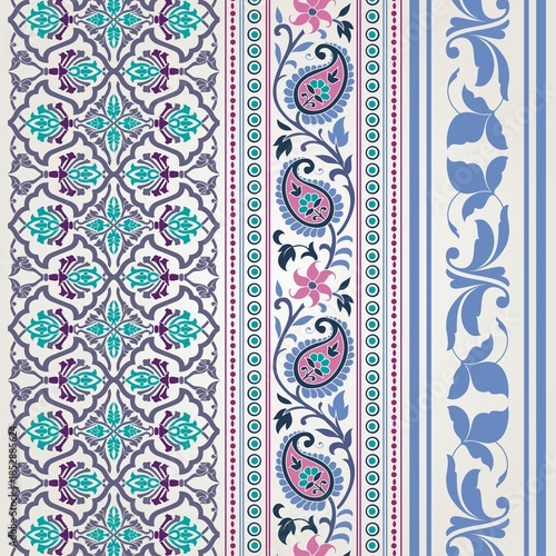 wedding card design, traditional paisley floral pattern , royal India	