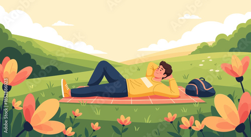 Woman Practicing Yoga in a Field.