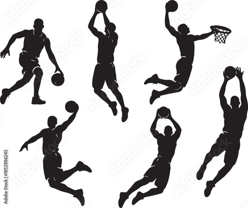 Basketball Action Silhouette Vector
