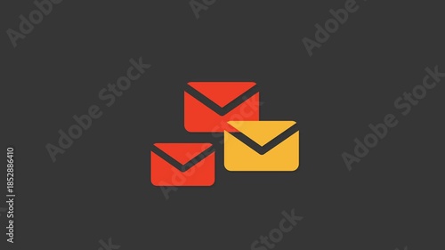Email Trio: Three colorful envelopes, representing communication and messaging, set against a dark background, ready to convey messages or receive important updates. 