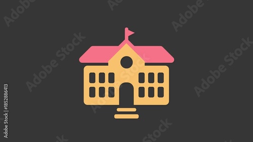 School Icon: A simple yet elegant illustration of a school building, evoking a sense of learning, education, and community.