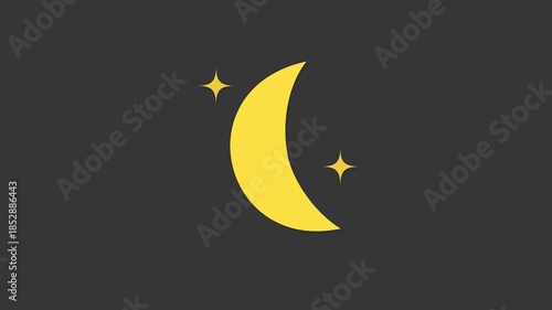 Crescent Moon in Night Sky: An artistic depiction of a golden crescent moon, accompanied by twinkling stars, creating a serene ambiance on a backdrop of deep darkness.