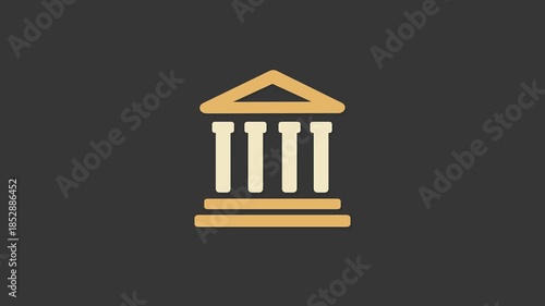 Iconic Architecture Representation: An illustration captures the essence of a classic building, showcasing stately pillars, a triangular pediment.