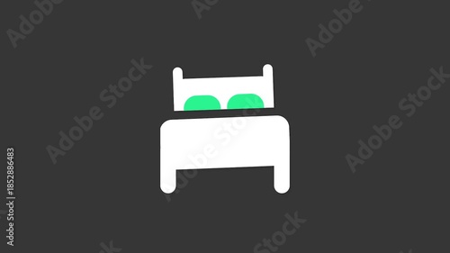 Symbol of Rest: A minimalist icon of a comfortable bed, designed with simplicity and ease, evoking feelings of relaxation and rejuvenation.