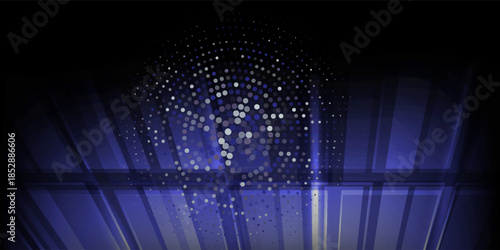 Dark BLUE vector modern geometrical circle abstract background. Dotted texture template. Geometric pattern in halftone style with gradient.