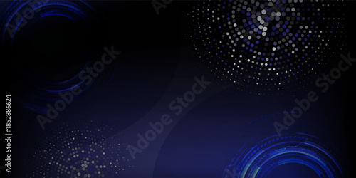 Dark BLUE vector modern geometrical circle abstract background. Dotted texture template. Geometric pattern in halftone style with gradient.